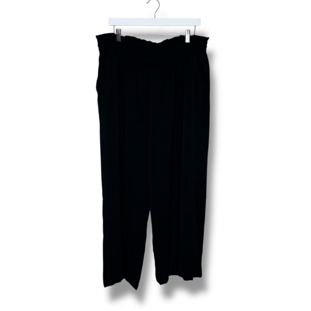 NWT Black Wide Leg Palazzo Pants Elastic Waist Pull On Women Size 3X Boho Casual